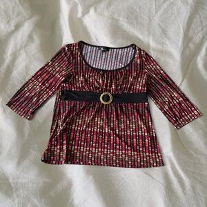 AB Studio Black and Red Patterned Blouse